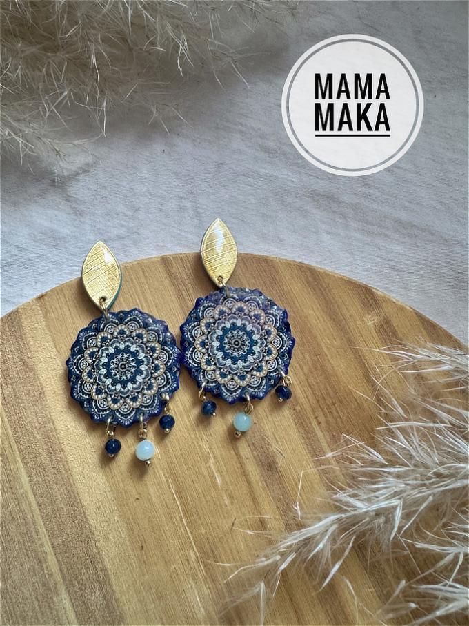 Mandala Goccia Perle Oro Blu Notte