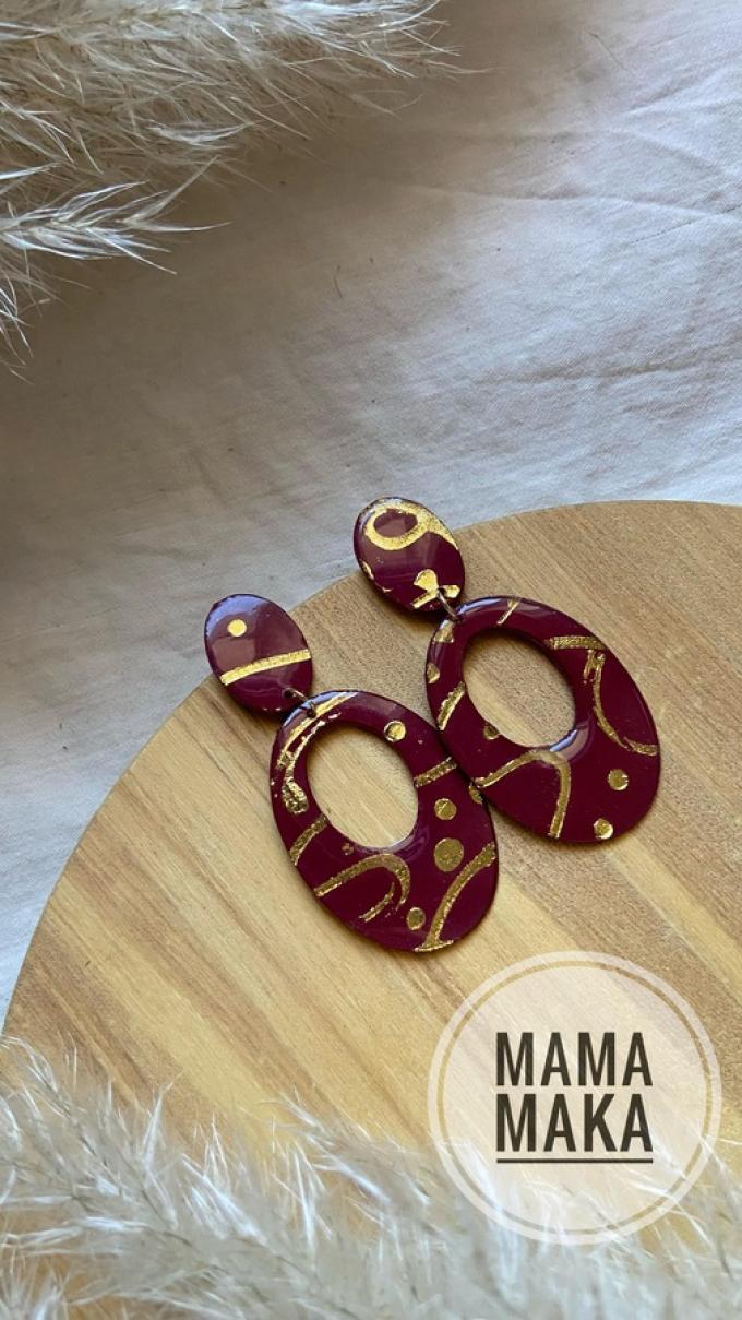 Ambra Bordeaux Foglia Oro Handpainted