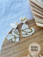 Cuore Doppio Avorio Foglia Oro Handpainted