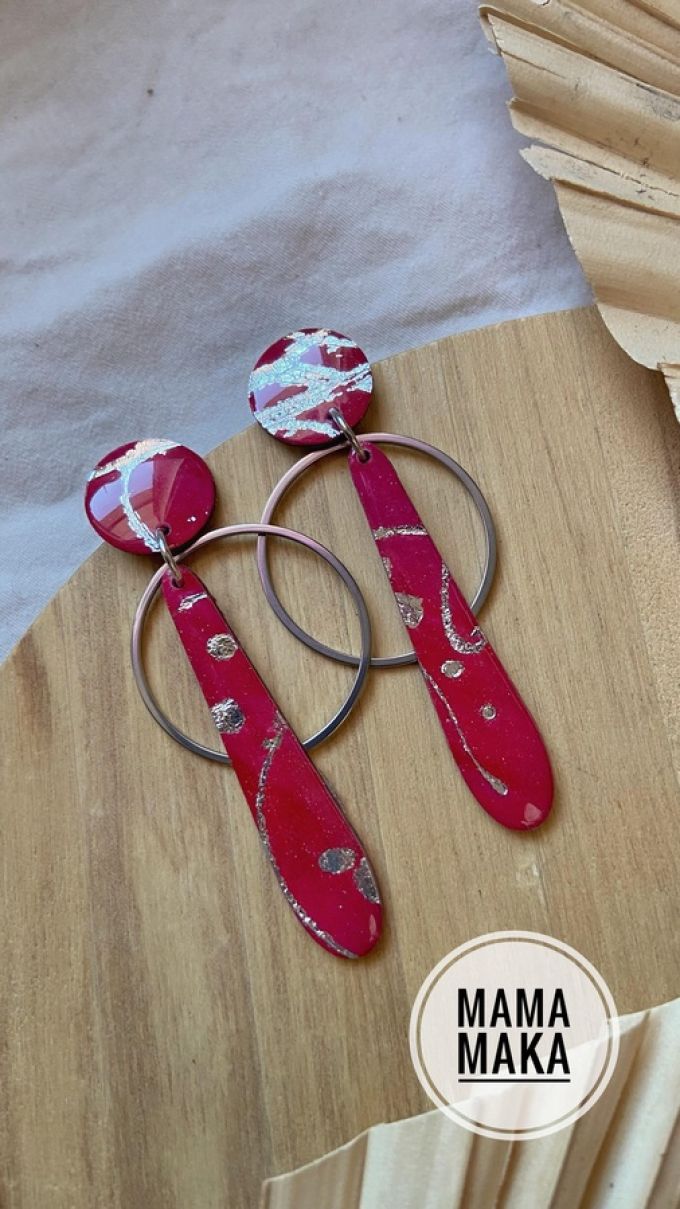 Aura Magenta Foglia Argento Handpainted