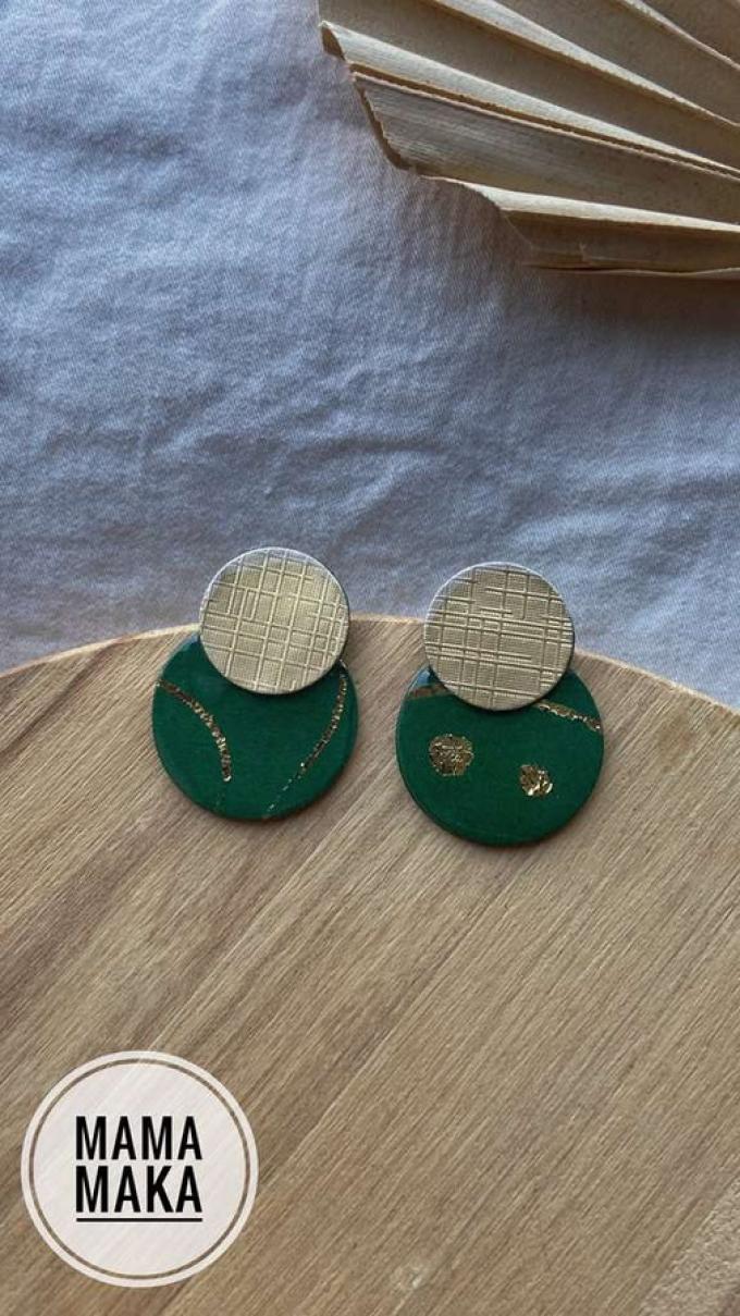 Gea Mini Verde Bosco Foglia Oro Handpainted