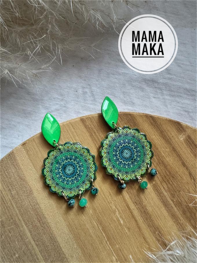Mandala Goccia Perle Verde Prato