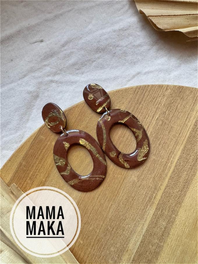 Alma Marrone Foglia Oro Handpainted