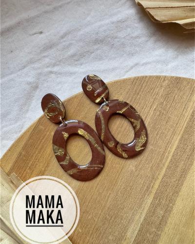 Alma Marrone Foglia Oro Handpainted