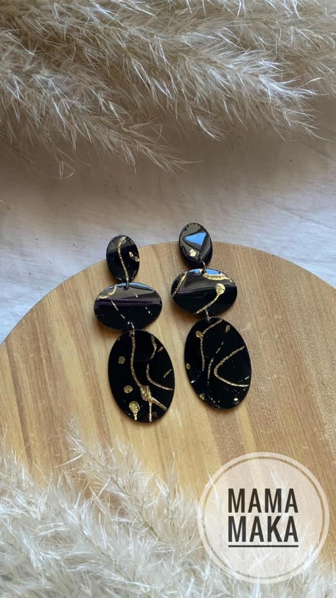 Wanda Nero Foglia Oro Handpainted