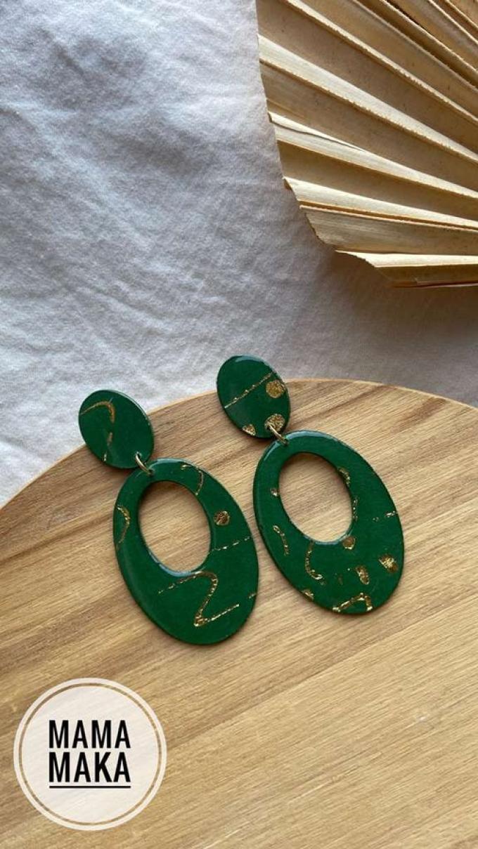 Ambra Verde Bosco Foglia Oro Handpainted