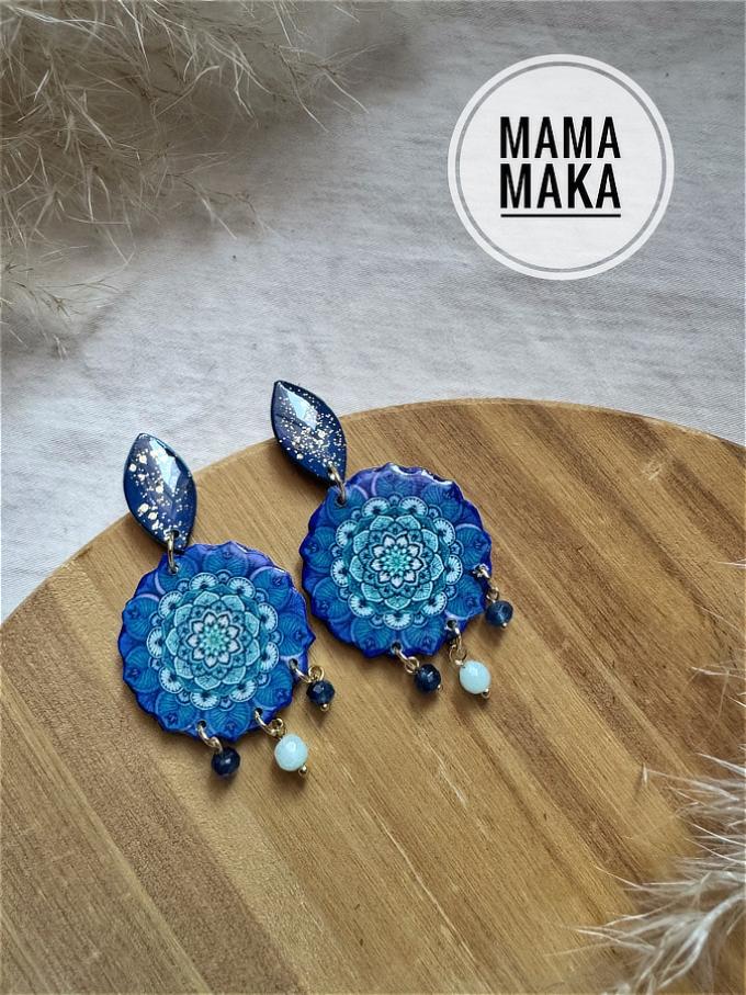 Mandala Goccia Perle Blu Glitter