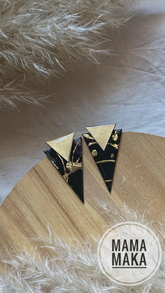 Bastet Nero Foglia Oro Handpainted