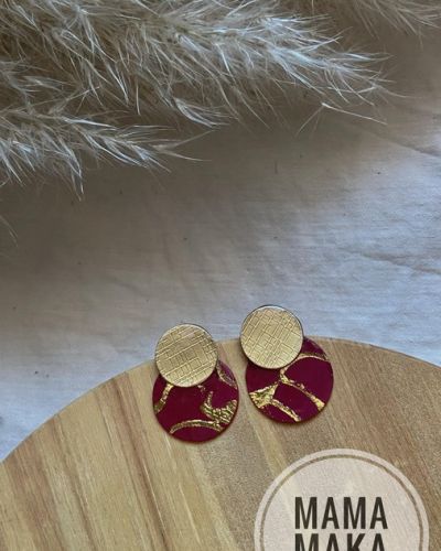 Gea Mini Bordeaux Foglia Oro Handpainted