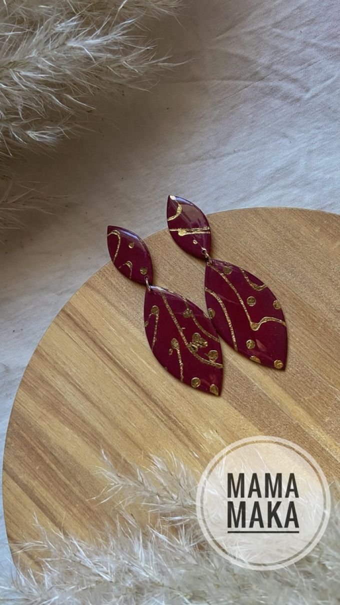 Etta Bordeaux Foglia Oro Handpainted