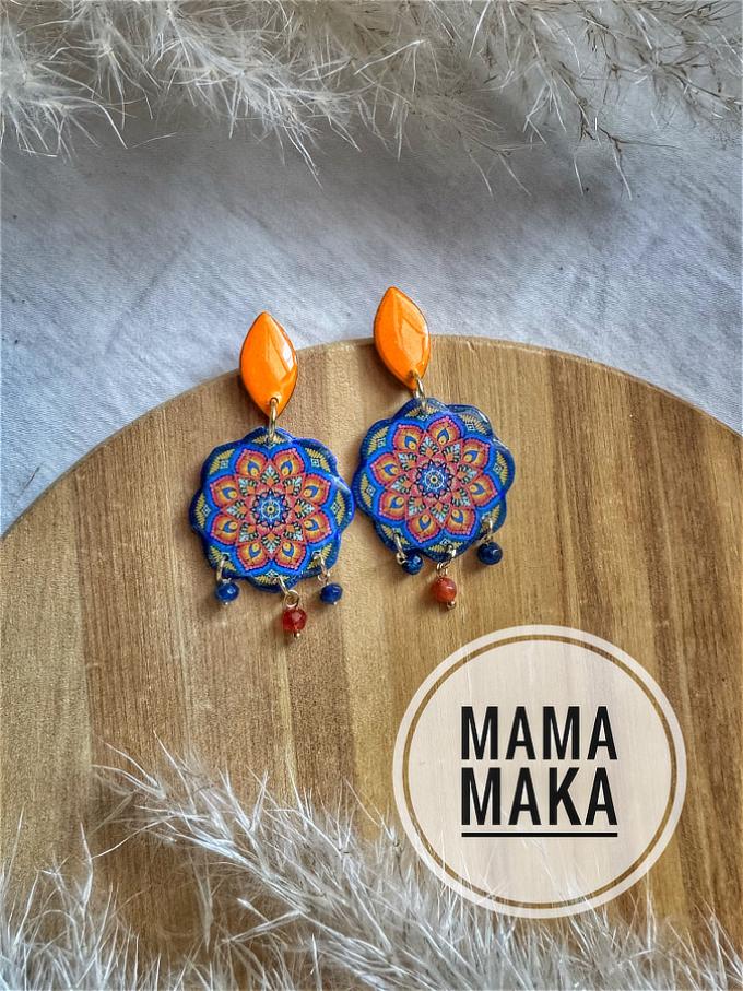 Mandala Goccia Perle Arancione E Blu