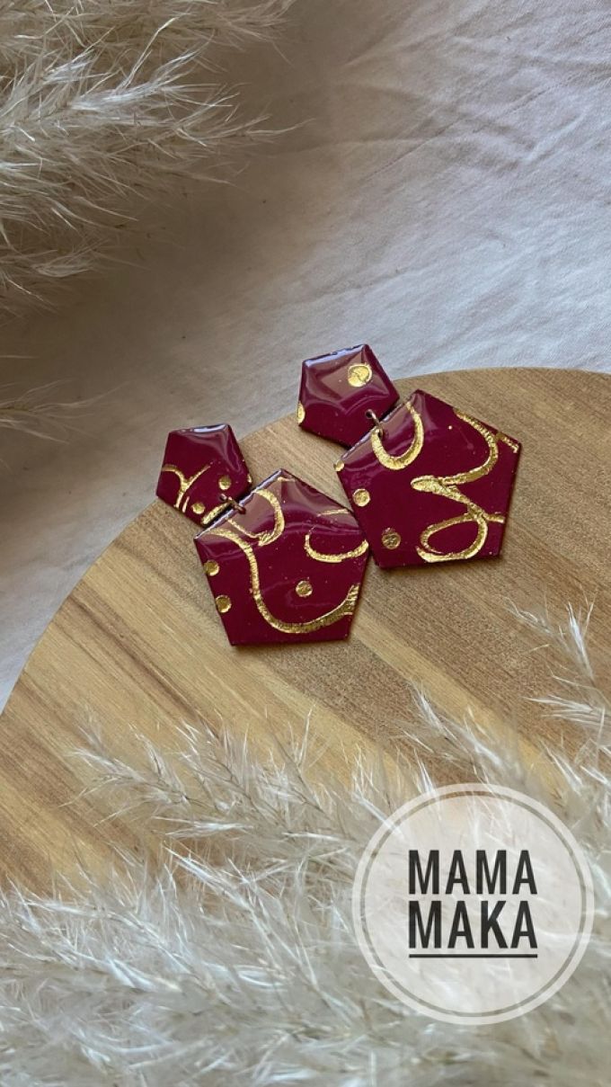 Minerva Bordeaux Foglia Oro Handpainted