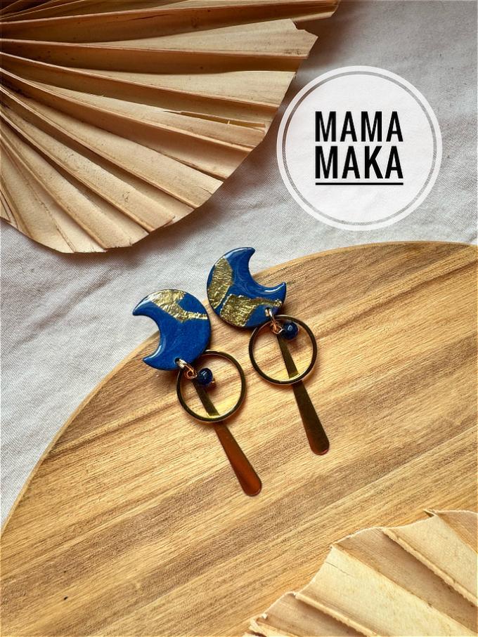 Selene Blu Foglia Oro Handpainted