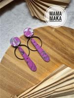 Aura Viola Orchidea Foglia Argento Handpainted