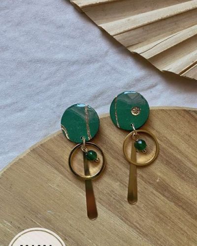 Lilith Verde Bosco Foglia Oro Handpainted