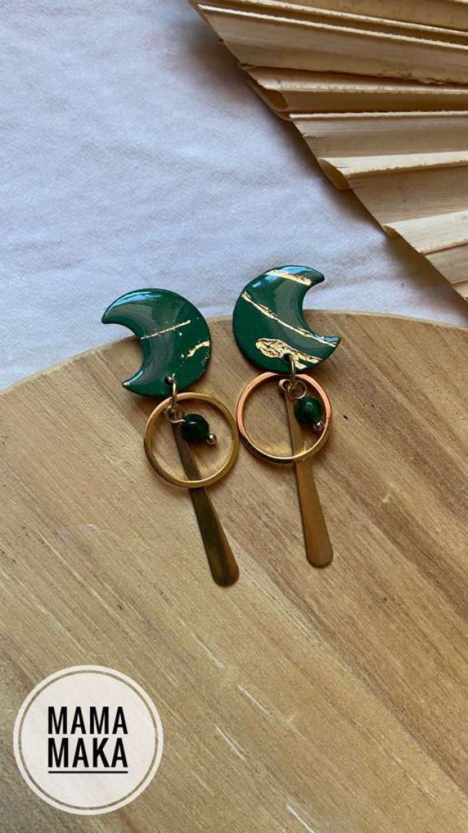 Selene Verde Bosco Foglia Oro Handpainted