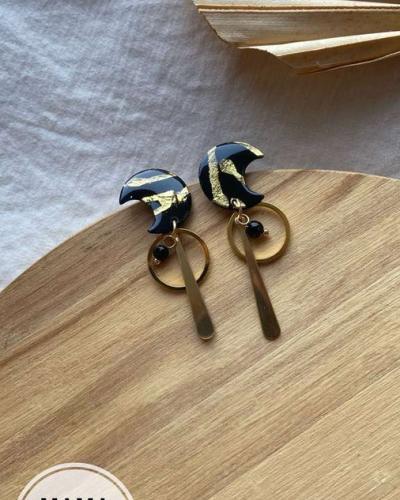 Selene Nero Foglia Oro Handpainted
