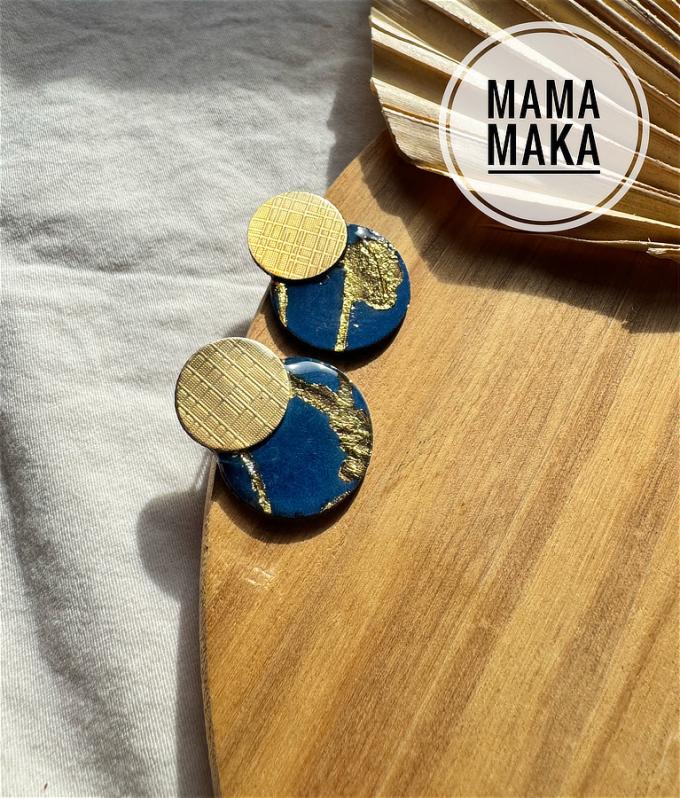 Gea Mini Blu Foglia Oro Handpainted