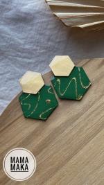 Malika Verde Bosco Foglia Oro Handpainted