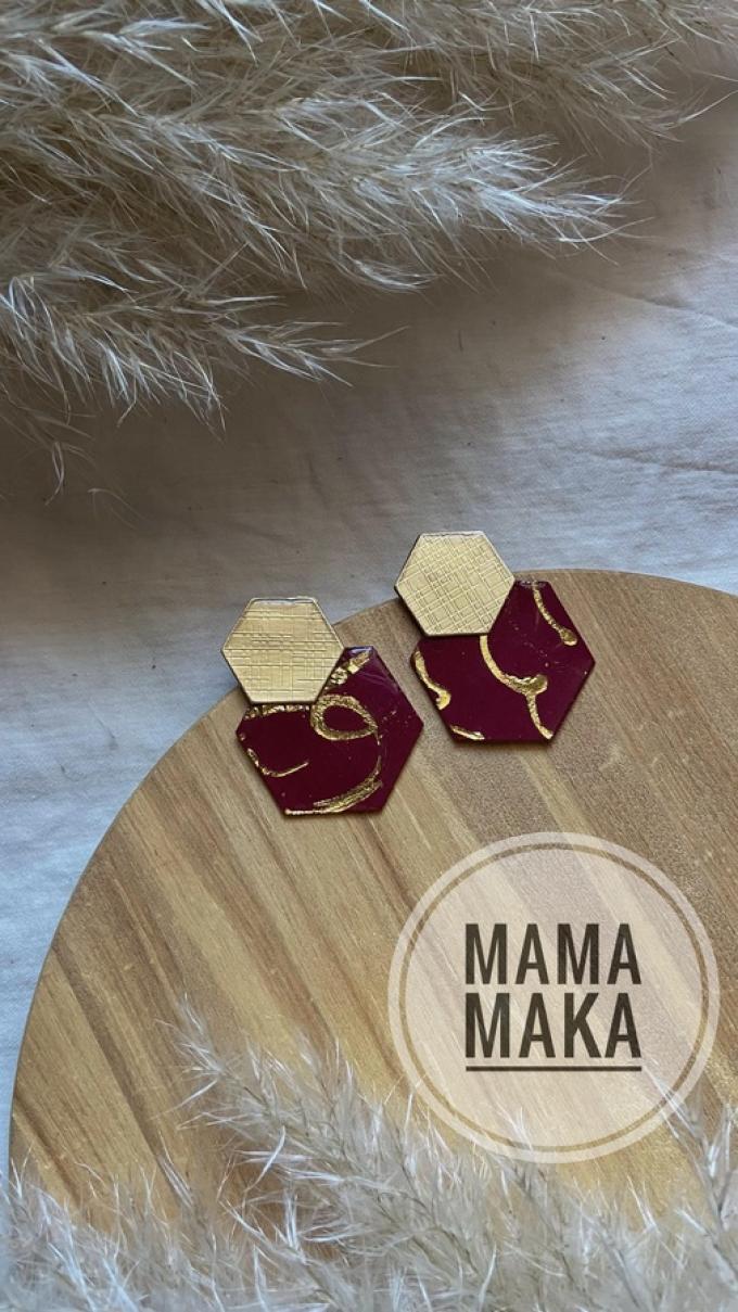 Malika Bordeaux Foglia Oro Handpainted