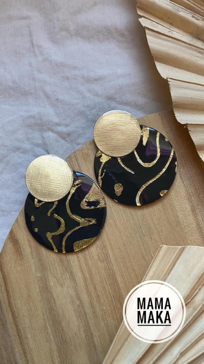 Gea Nero Foglia Oro Handpainted