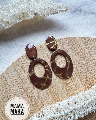 Ambra Marrone Foglia Oro Handpainted