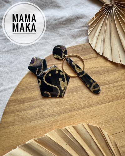 Minerva Aura Nero Foglia Oro Handpainted