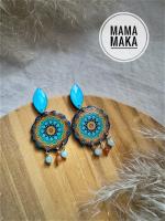 Mandala Goccia Perle Azzurro Arancio
