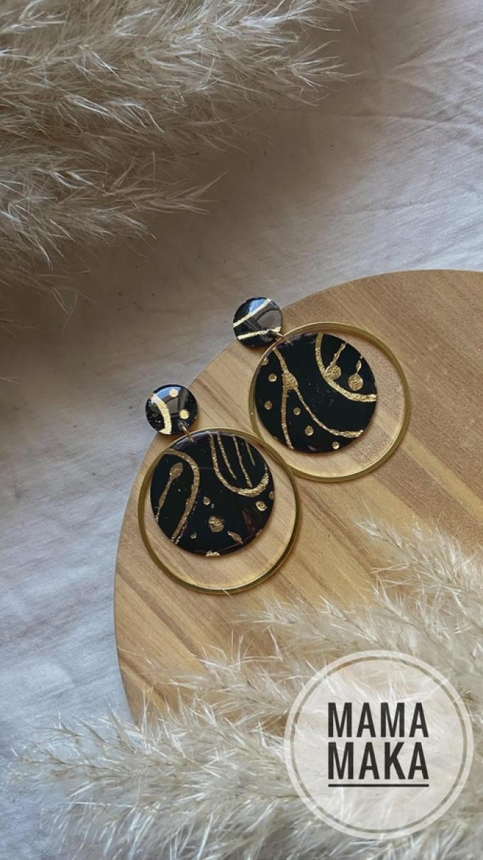 Saturnia Nero Foglia Oro Handpainted