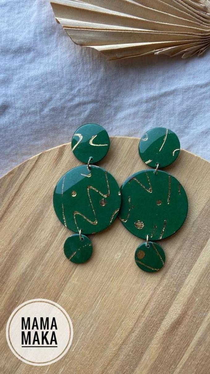 Eva Verde Bosco Foglia Oro Handpainted
