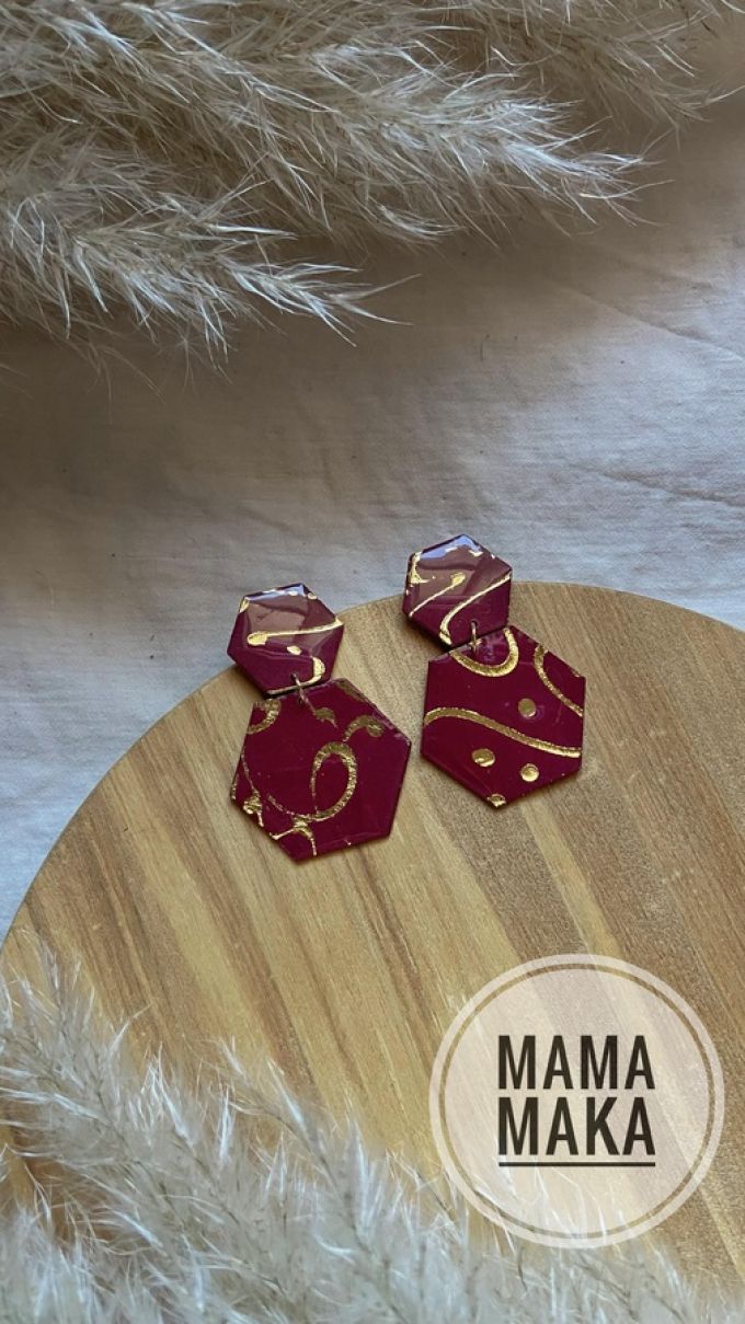Atena Bordeaux Foglia Oro Handpainted