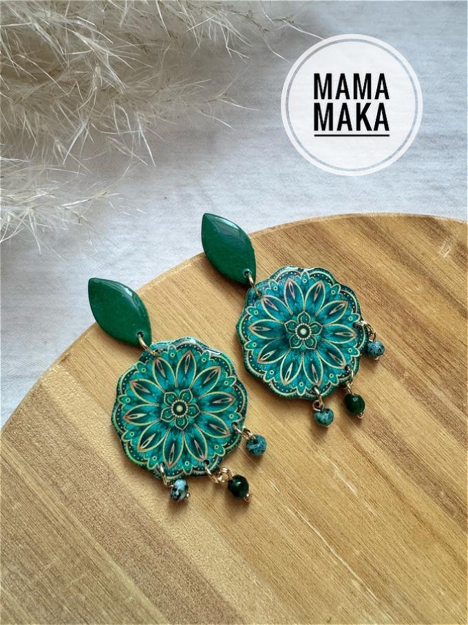 Mandala Goccia Perle Verde Foresta