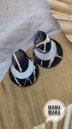 Maya Nero Foglia Argento Handpainted
