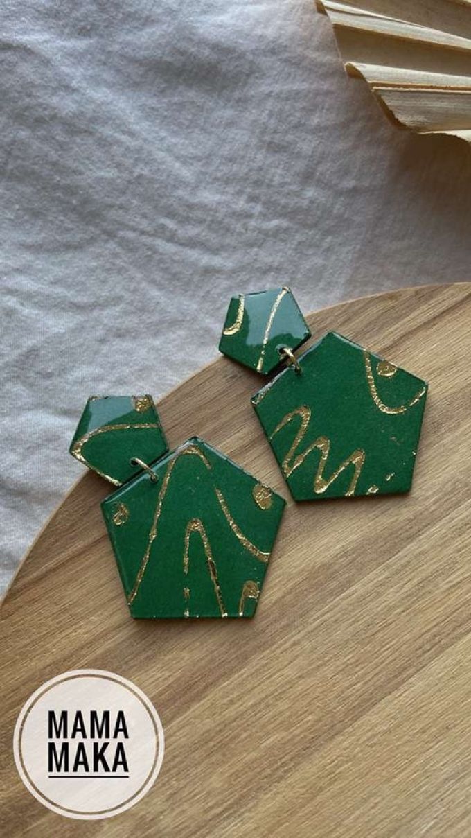 Minerva Verde Bosco Foglia Oro Handpainted