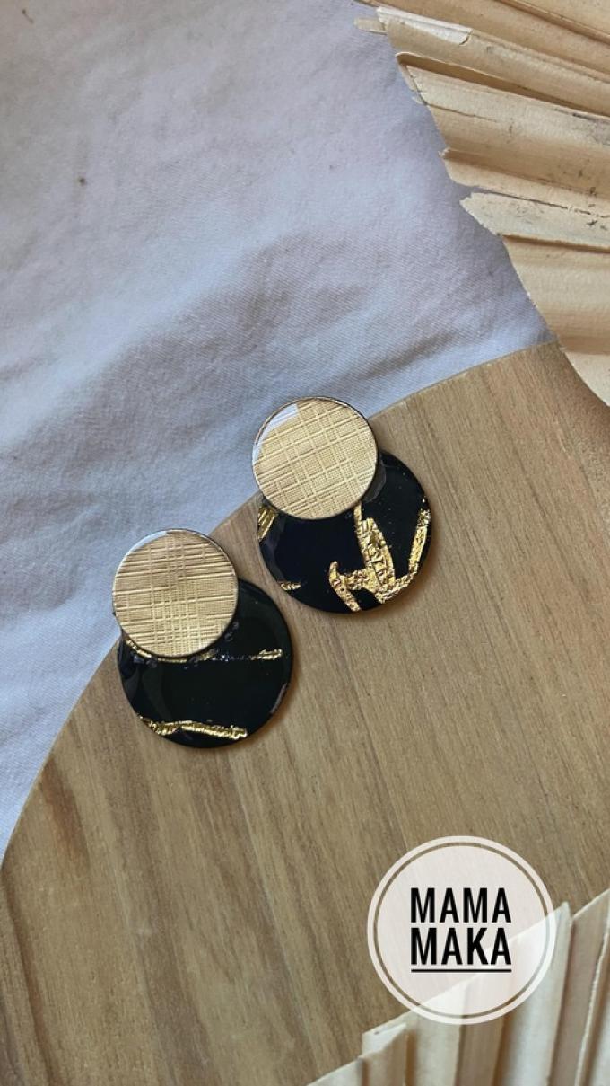 Gea Mini Nero Foglia Oro Handpainted