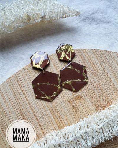 Atena Marrone Foglia Oro Handpainted