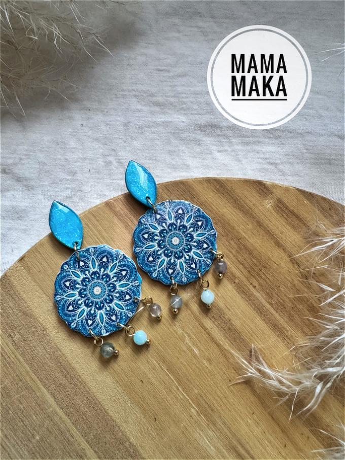 Mandala Goccia Perle Azzurro