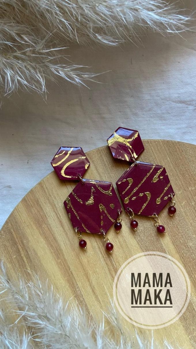 Atena Perla Bordeaux Foglia Oro Handpainted